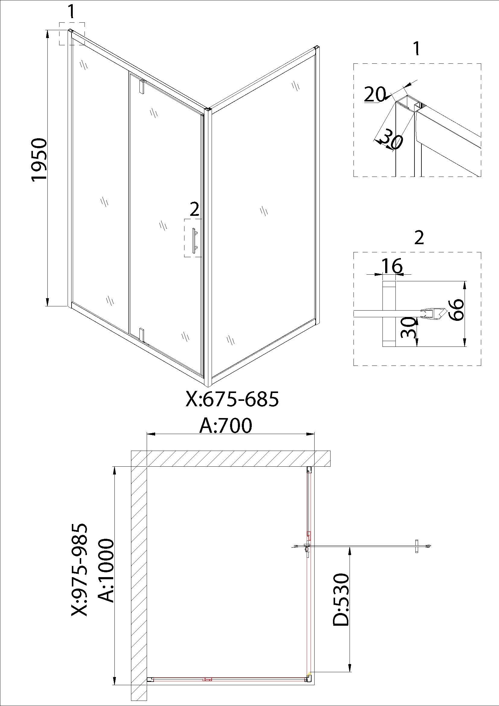 Душевой уголок Niagara Nova NG-63-10A-A70 100x70, прямоугольный, хром