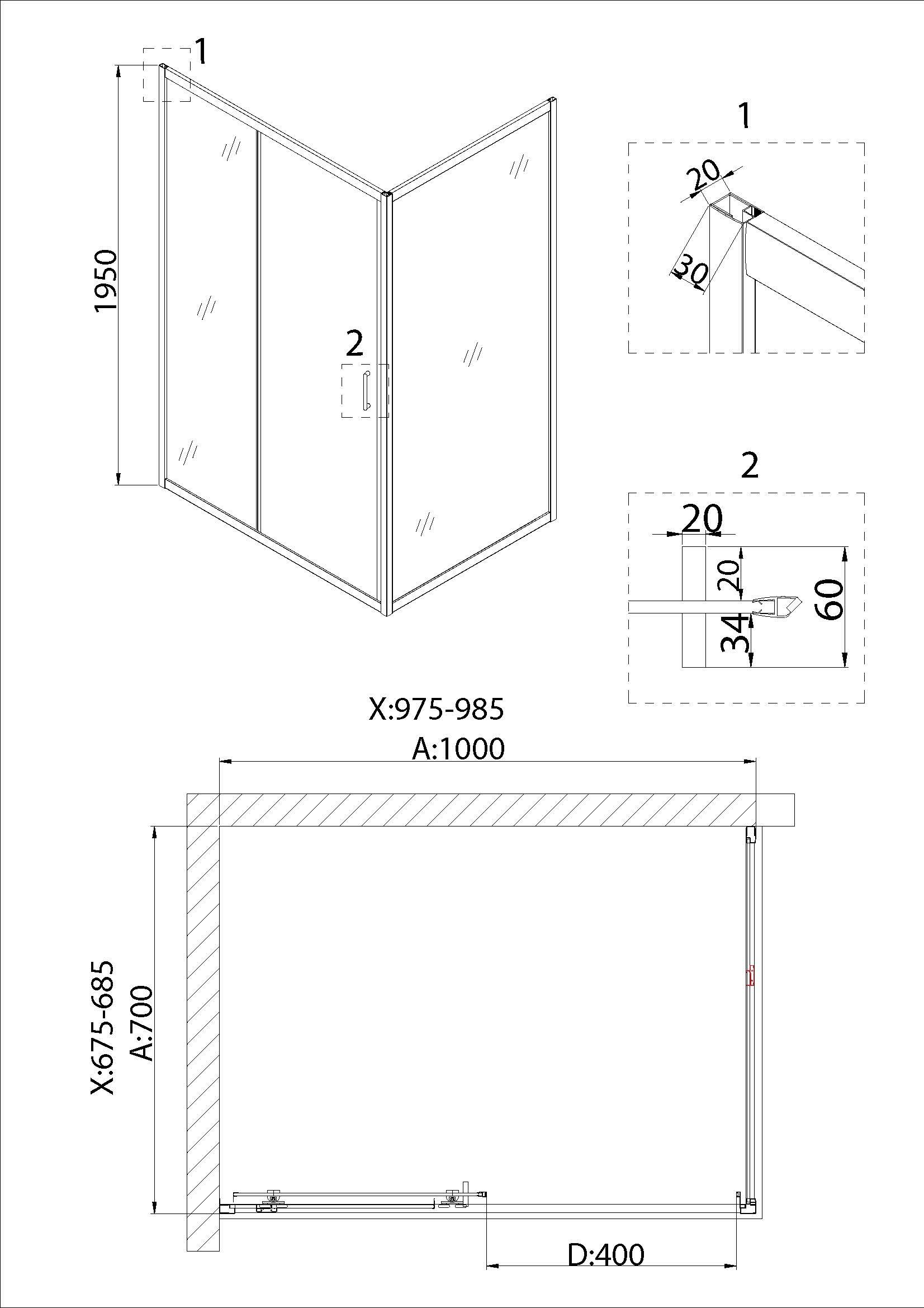 Душевой уголок Niagara Nova NG-82-10AB-A70B 100x70, прямоугольный, черный