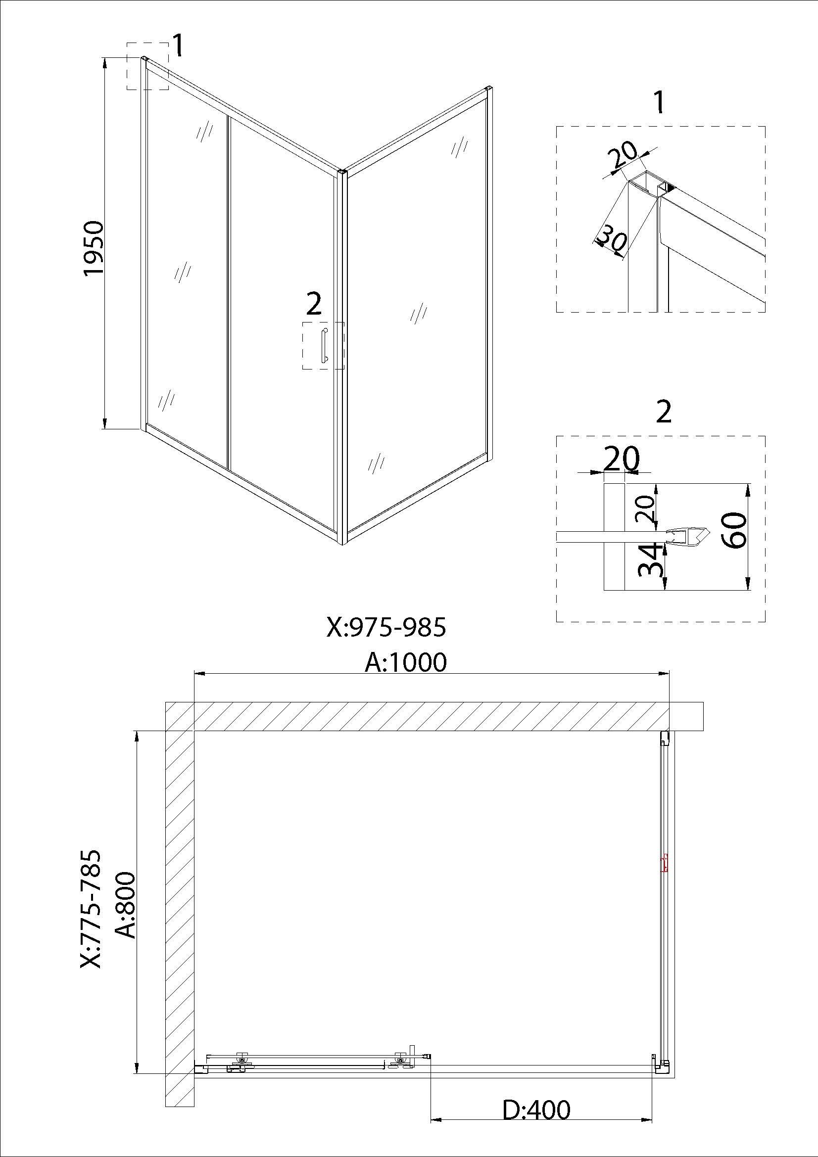 Душевой уголок Niagara Nova NG-62-10A-A80 100x80, прямоугольный, хром