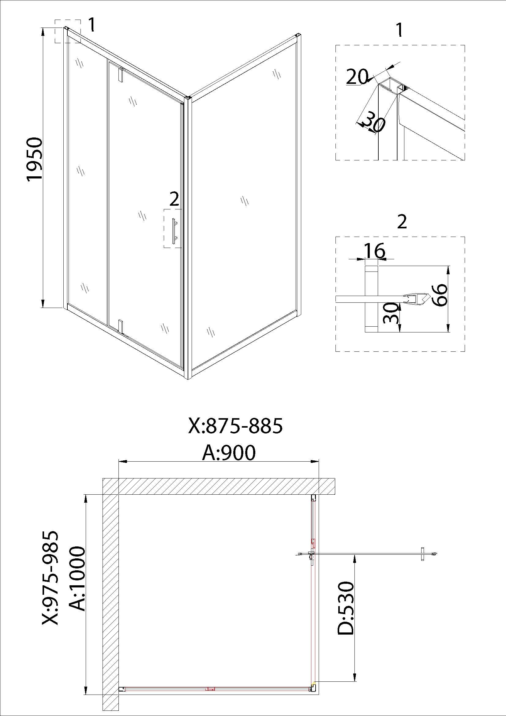 Душевой уголок Niagara Nova NG-83-10AB-A90B 100x90, прямоугольный, черный