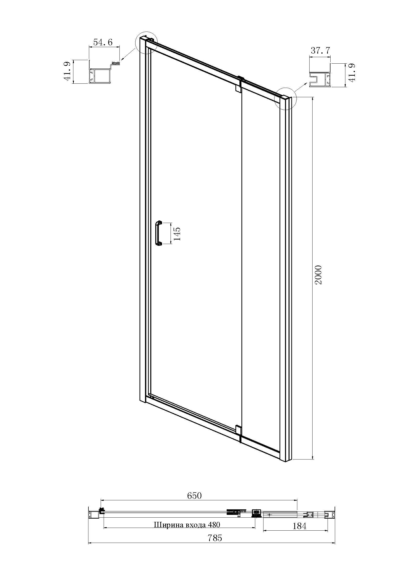 Душевая дверь в нишу Ambassador Elysium 111021102KX 80 см