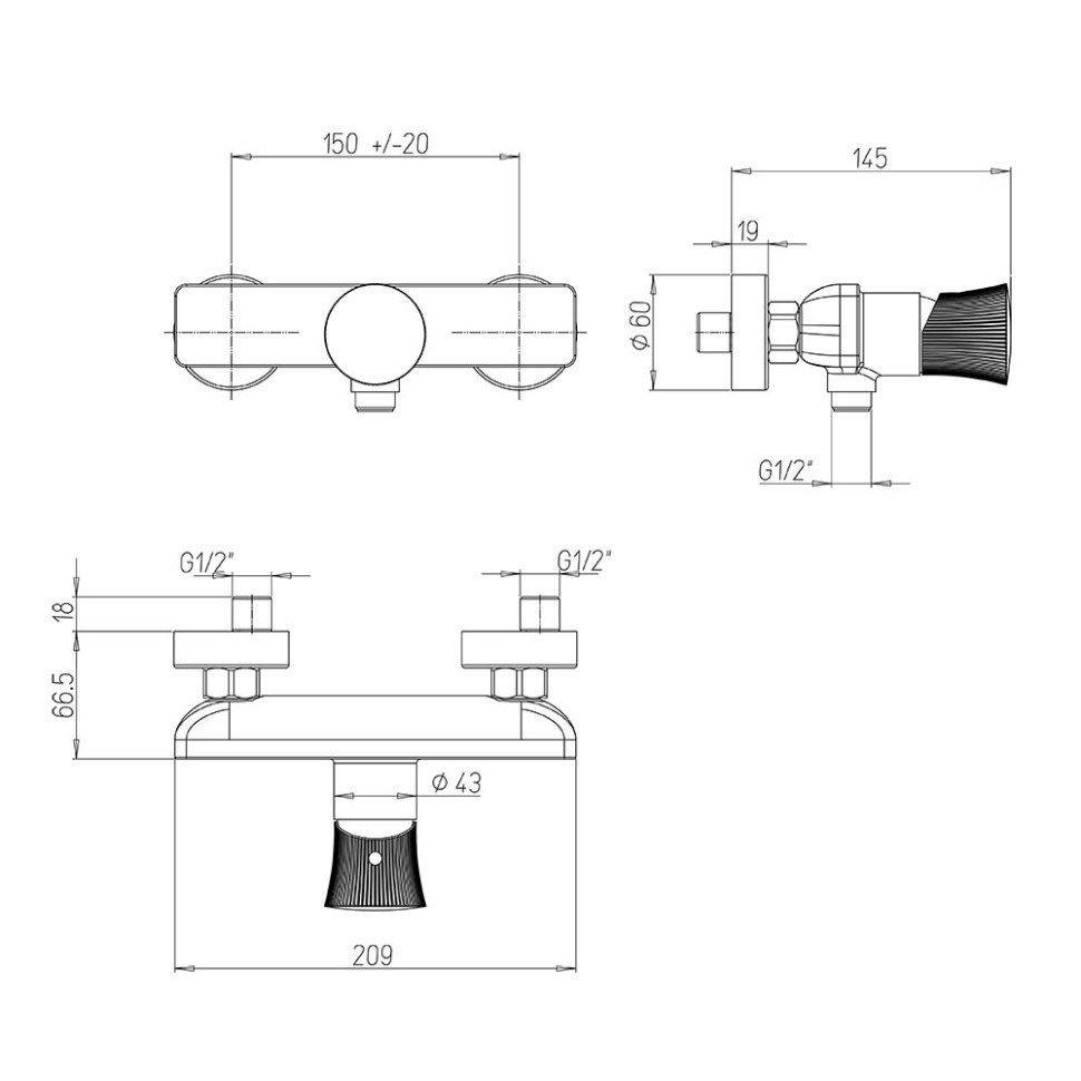 Смеситель для душа Paini Domus 18PJ511PZ матовое золото