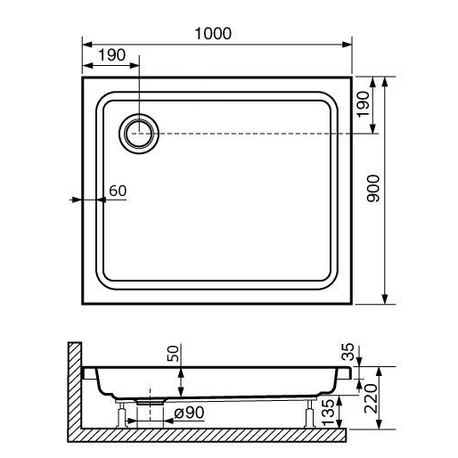 Поддон для душа RGW Style PR 90x100x22