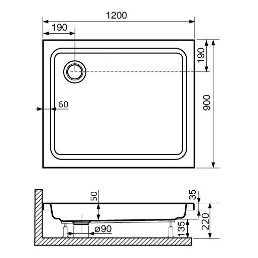 Поддон для душа RGW Style PR 90x120x22