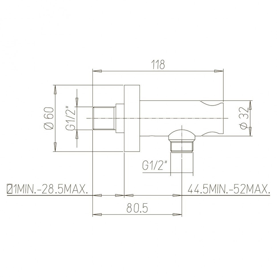 Шланговое подключение Paini Morgana 73CR480 с держателем для душа