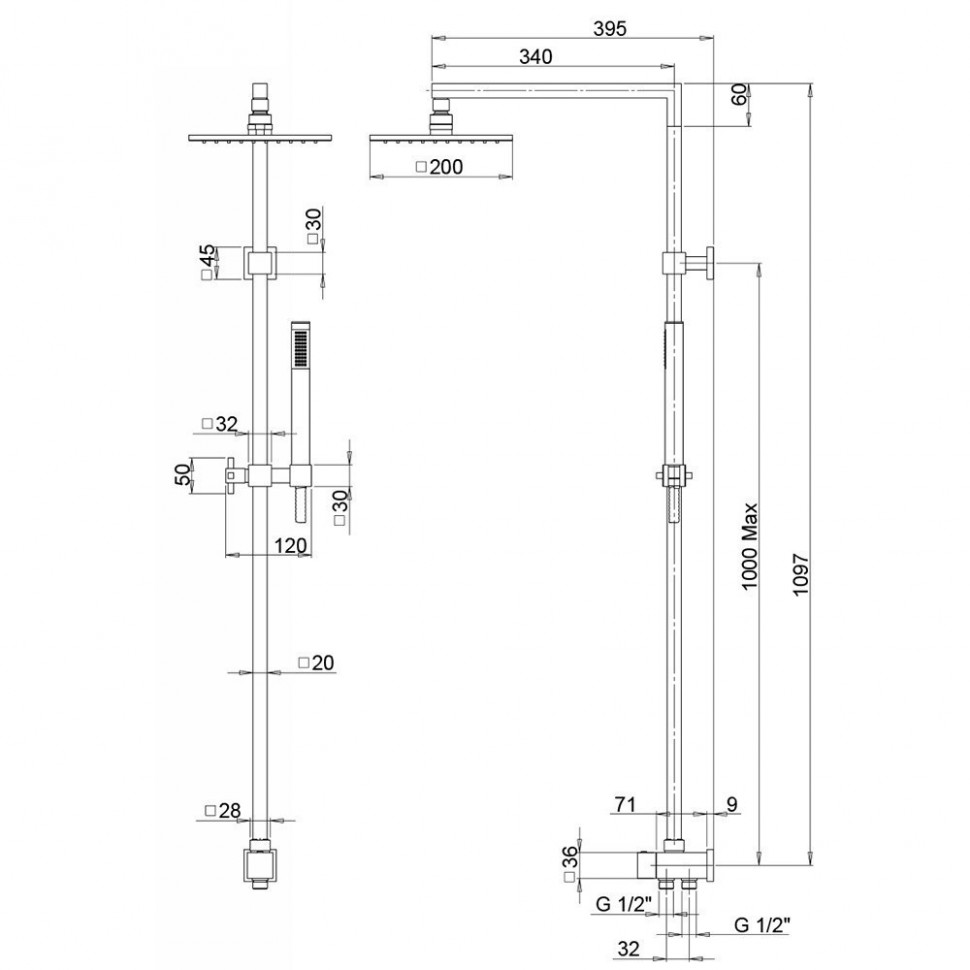 Душевая стойка Paini RS 50CR191ARQ4P3