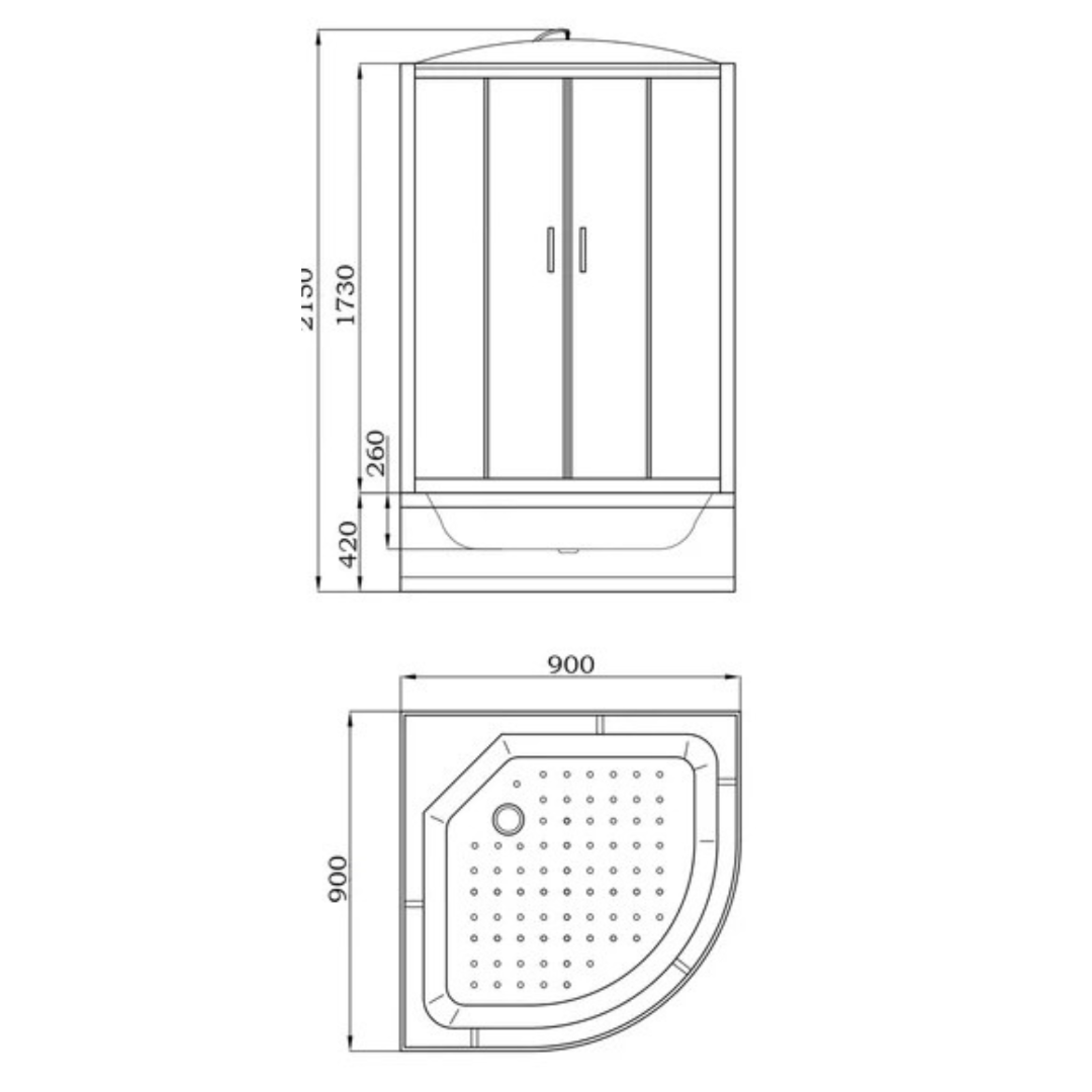 Душевая кабина Parly Classic Эконом EC921 90х90, с высоким поддоном, монтаж без силикона