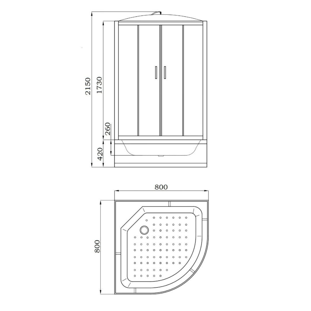 Душевая кабина Parly Classic Эконом EC821 80х80, с высоким поддоном, монтаж без силикона