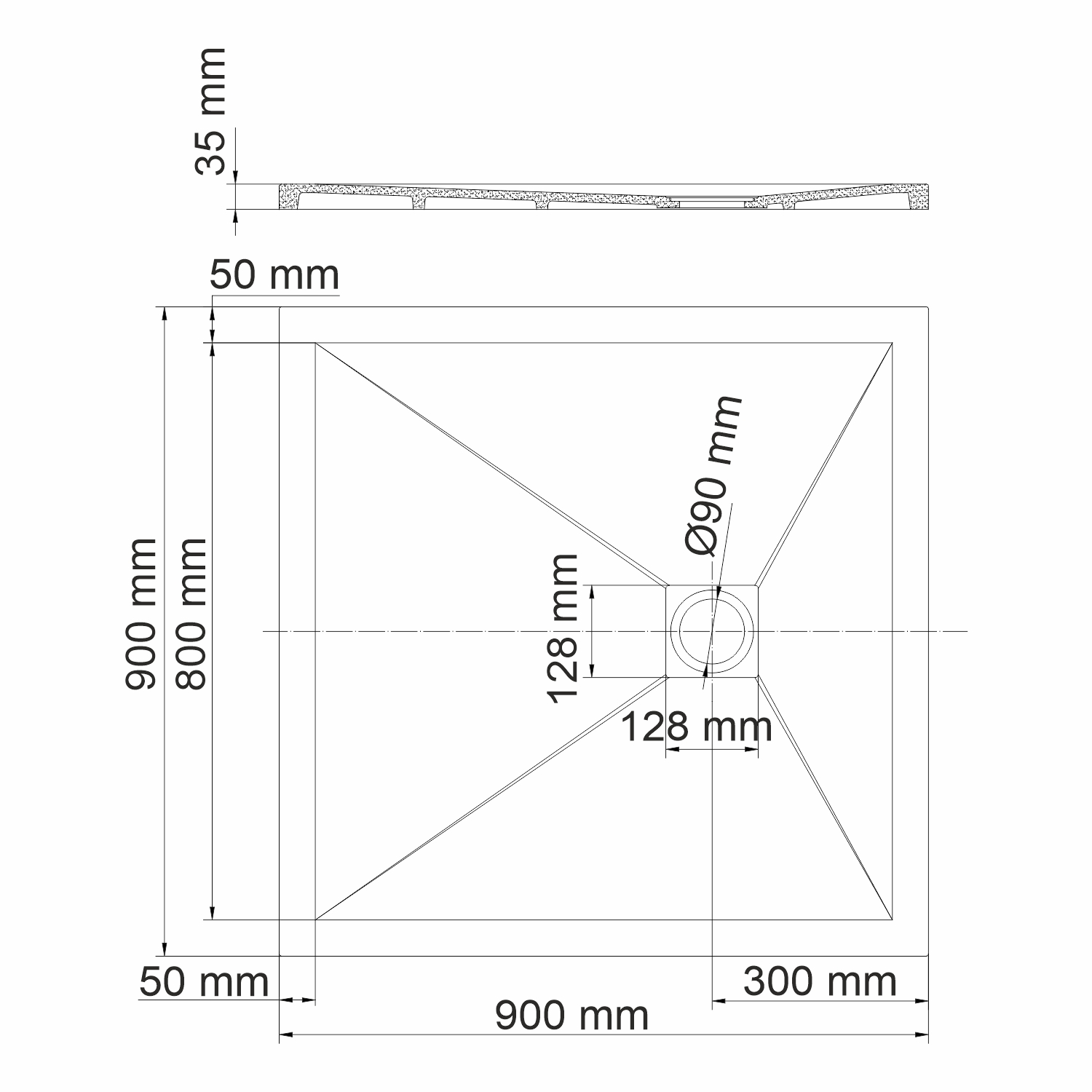 Поддон для душа Wasserkraft Aller 10T03 90x90