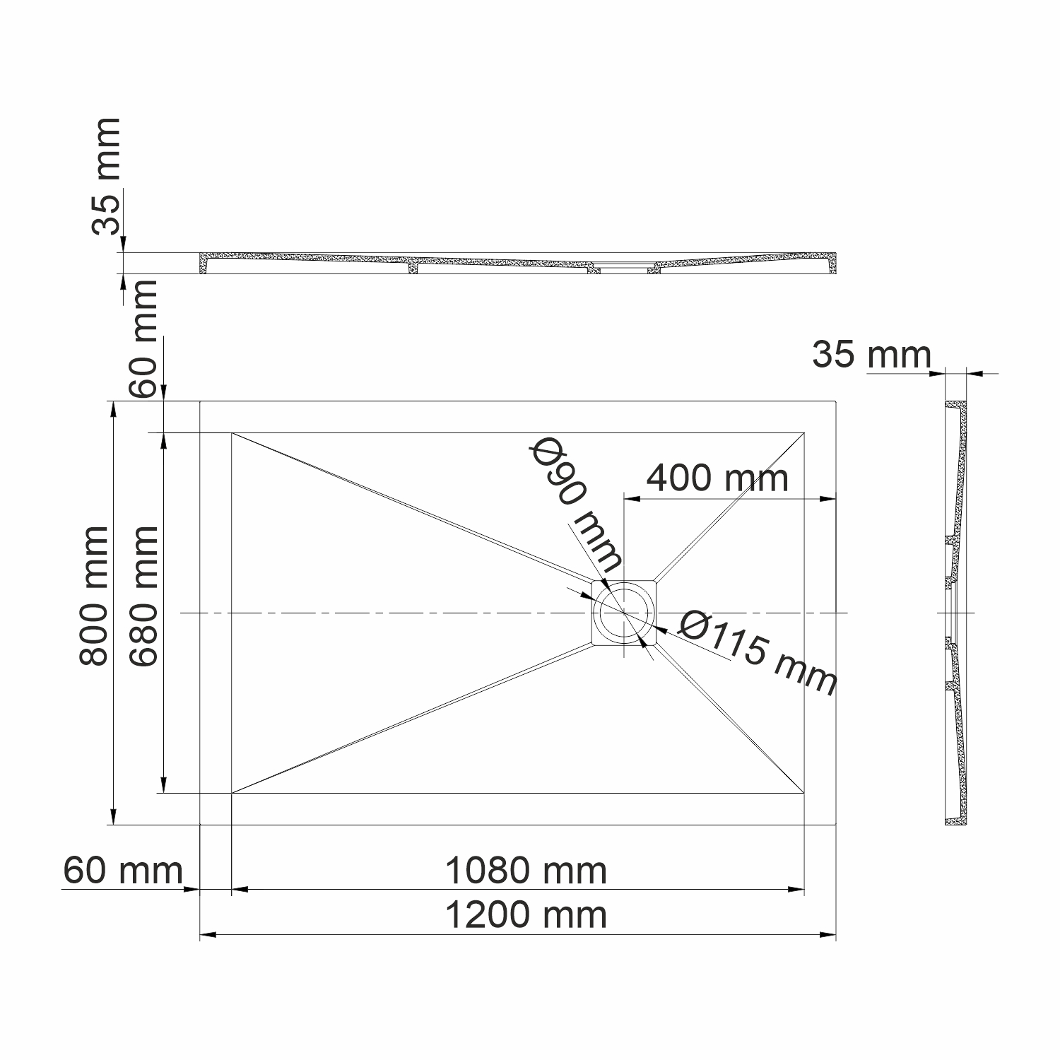 Поддон для душа Wasserkraft Aller 10T06 120x80, с сифоном