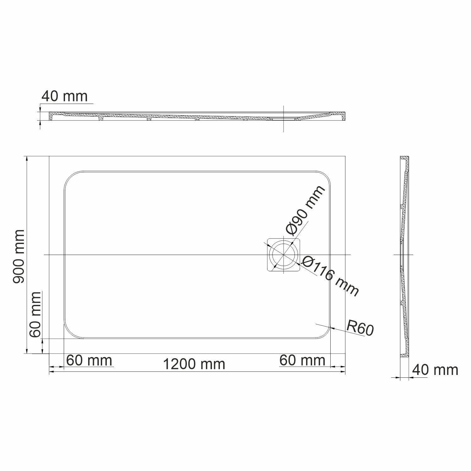 Поддон для душа Wasserkraft Neime 19T07 120x90, с сифоном