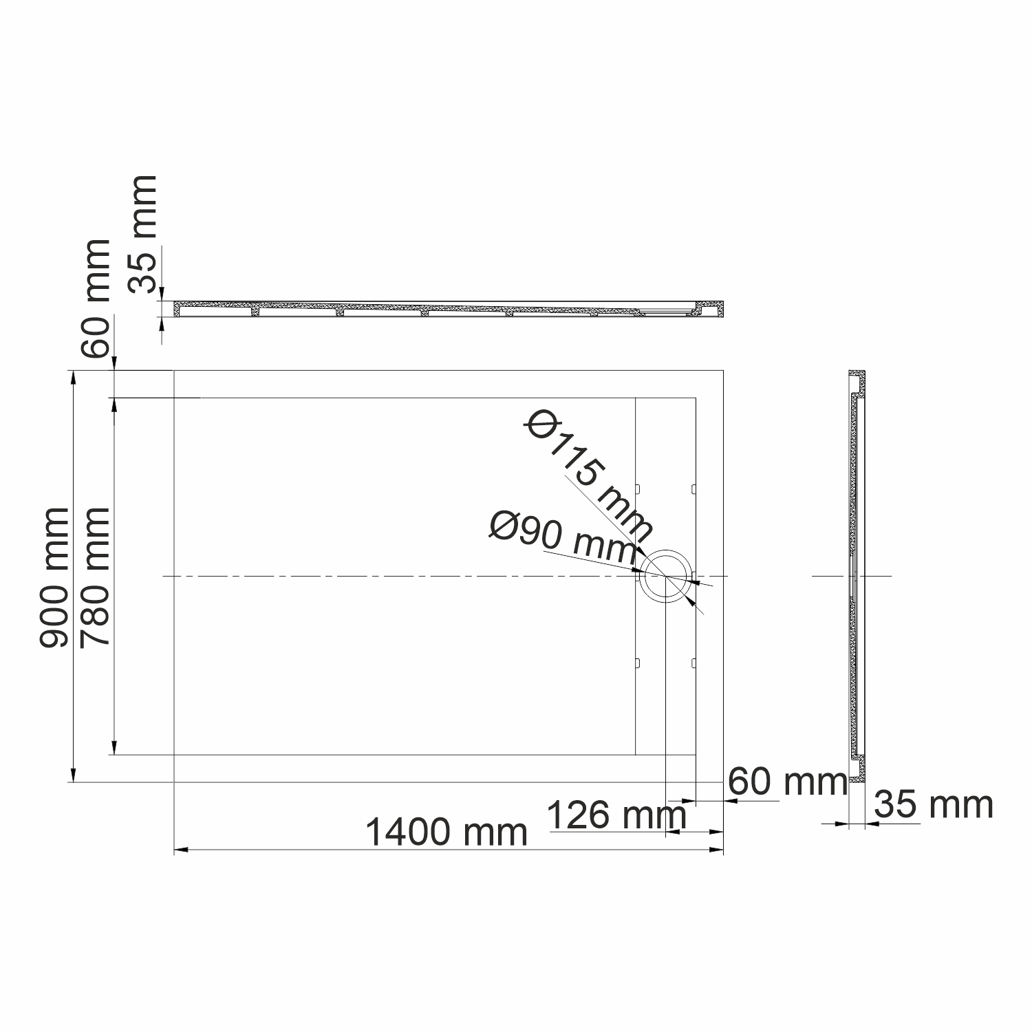 Поддон для душа Wasserkraft Neime 19T36 140x90