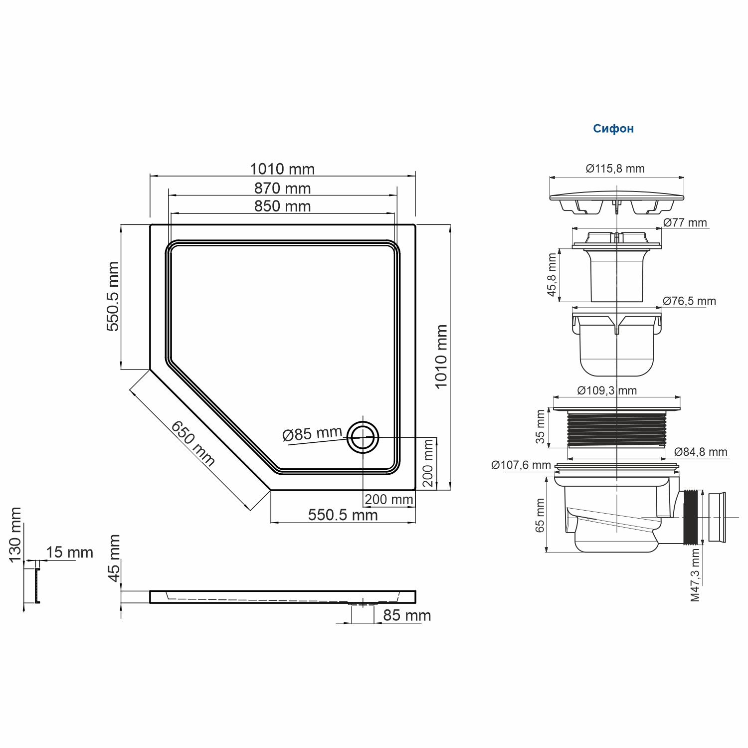 Поддон для душа Wasserkraft Isen 26T38 100x100 см