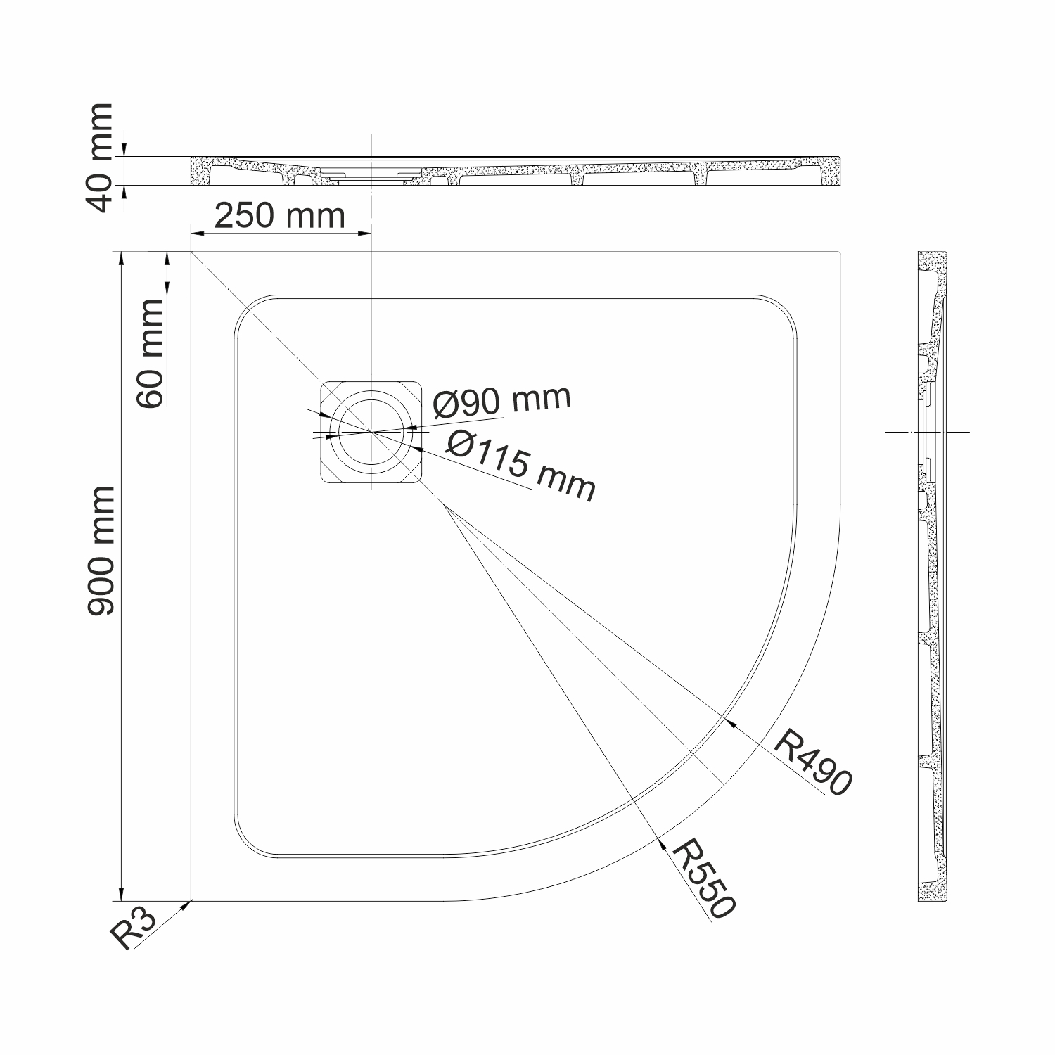 Поддон для душа Wasserkraft Rhin 44T01 90x90