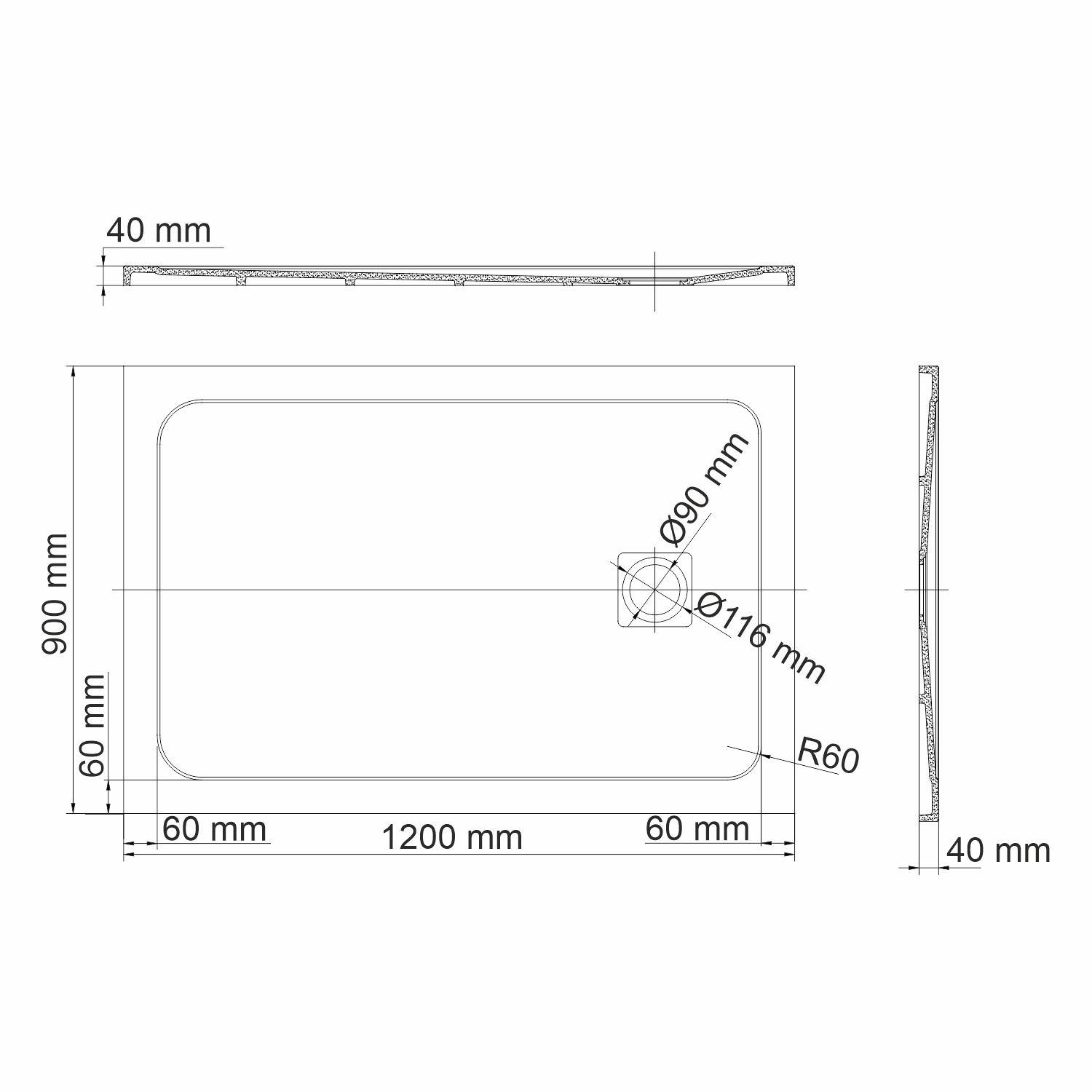 Поддон для душа Wasserkraft Rhin 44T07 120x90, с сифоном