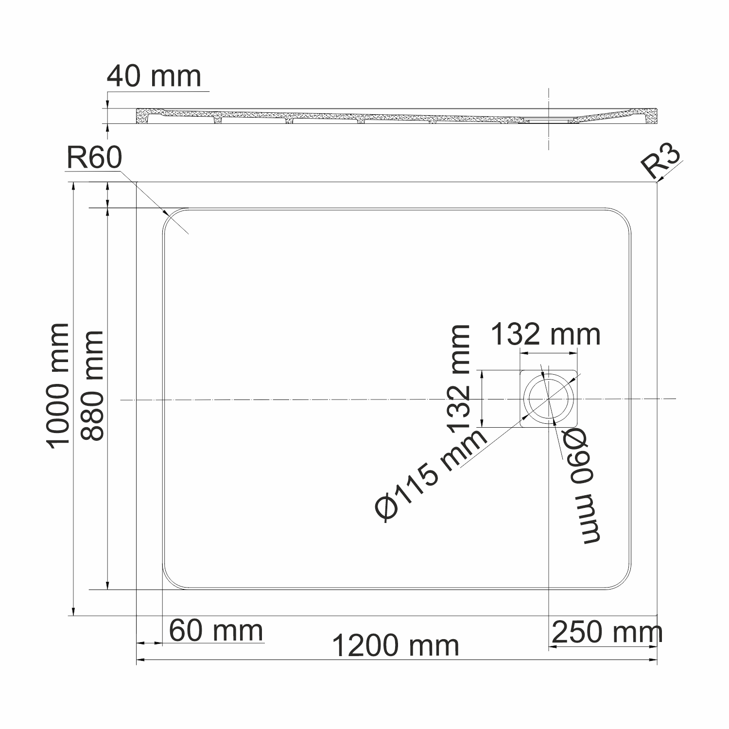 Поддон для душа Wasserkraft Rhin 44T10 120x100, с сифоном