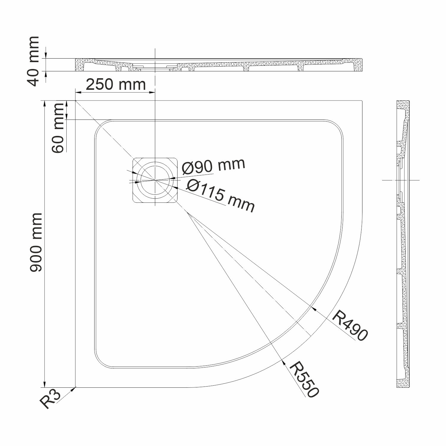 Поддон для душа Wasserkraft Dinkel 58T01 90x90