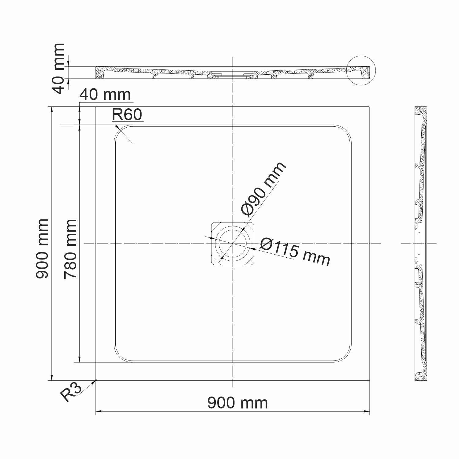 Поддон для душа Wasserkraft Dinkel 58T03 90x90