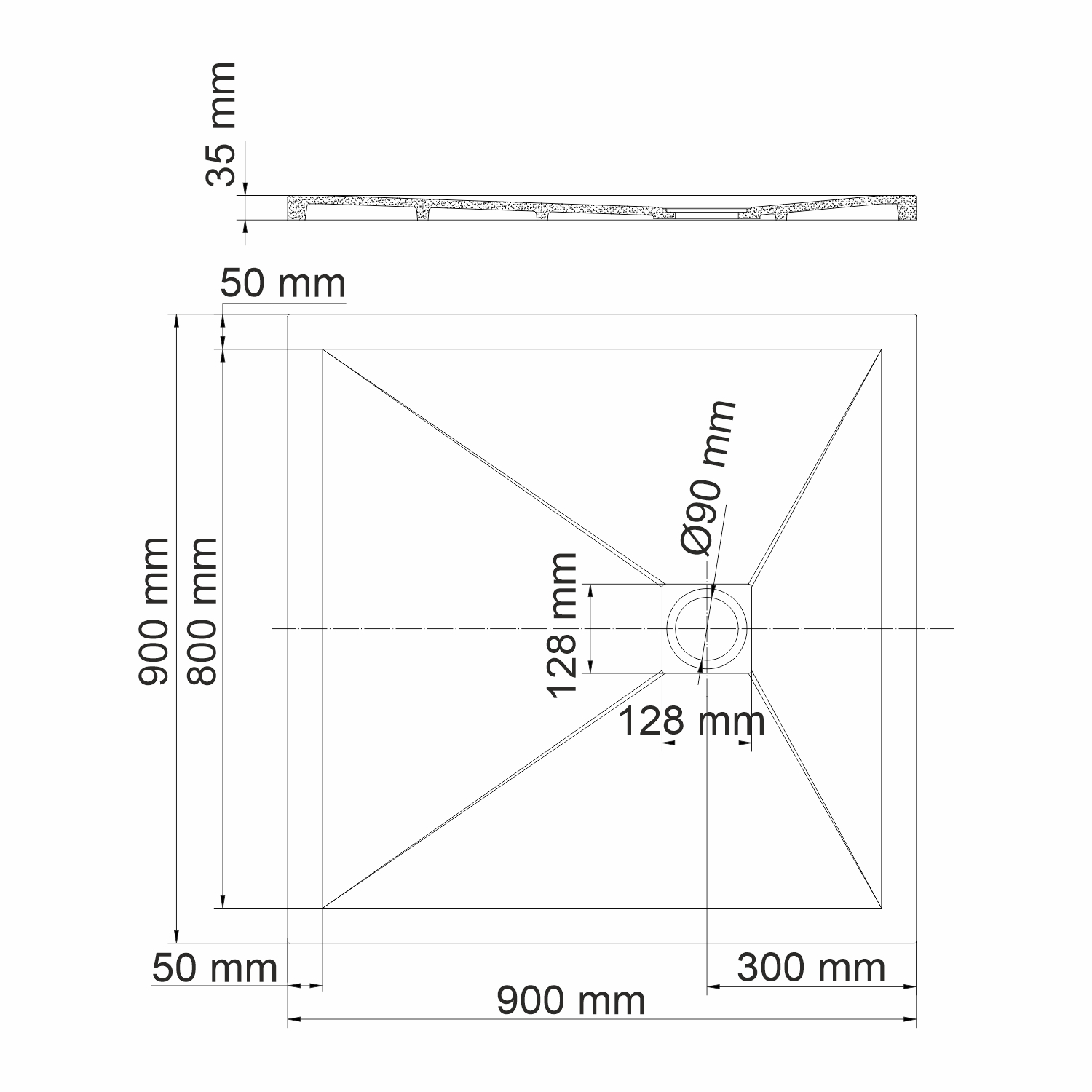 Поддон для душа Wasserkraft Dill 61T03 90x90