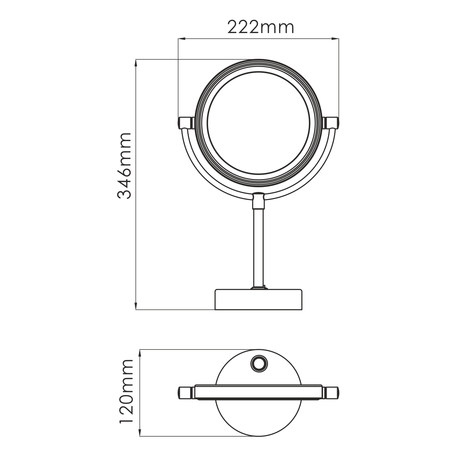 Косметическое зеркало Wasserkraft K-1005Black с подсветкой