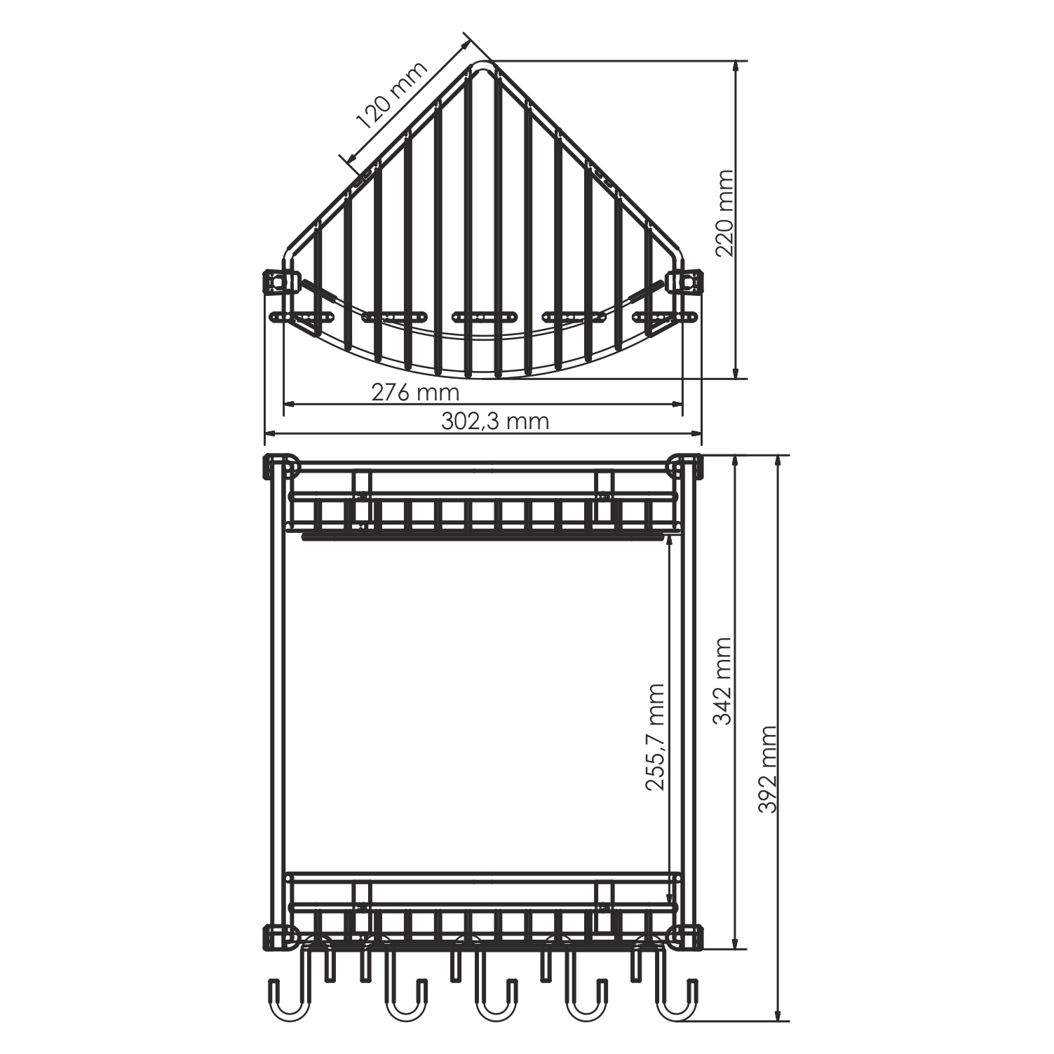 Полка Wasserkraft K-1222 2-ярусная, с крючками