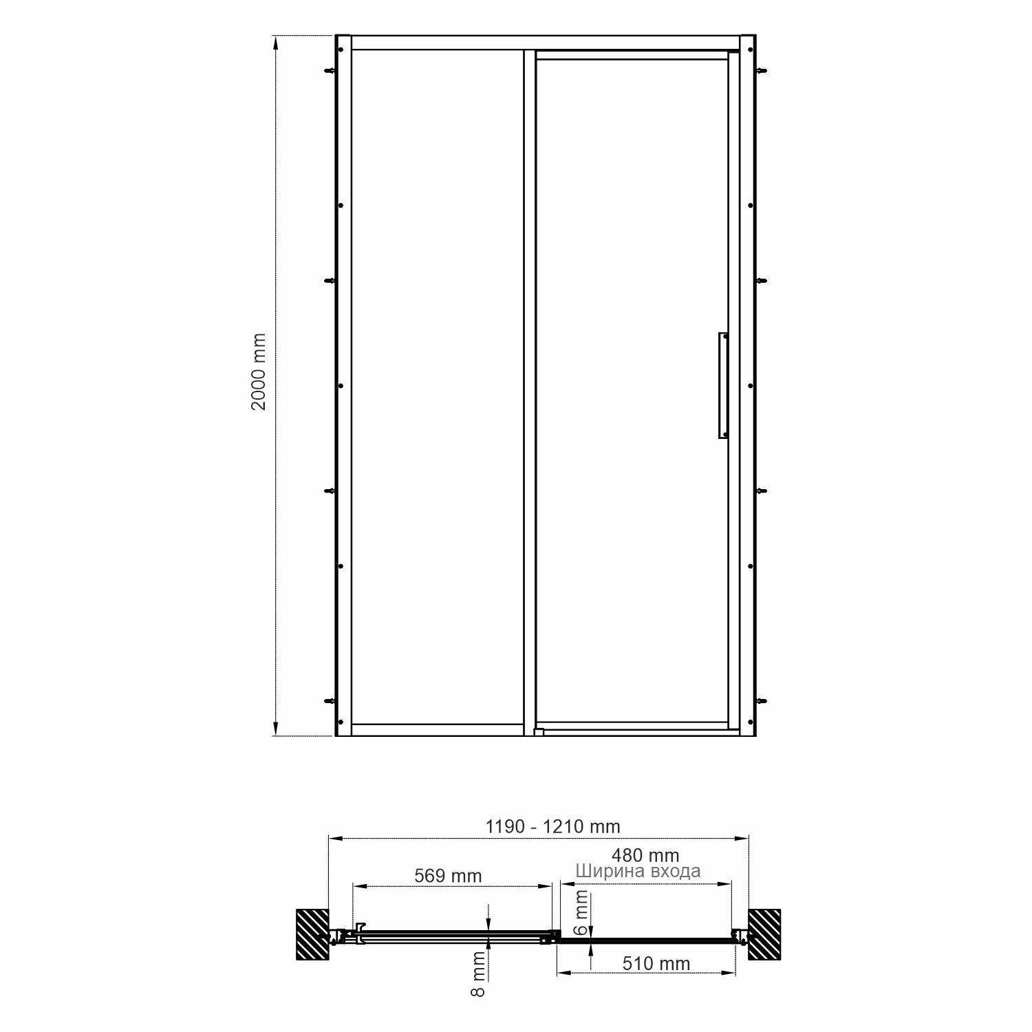 Душевая дверь в нишу Wasserkraft Lopau 32S 05L 120 см, L