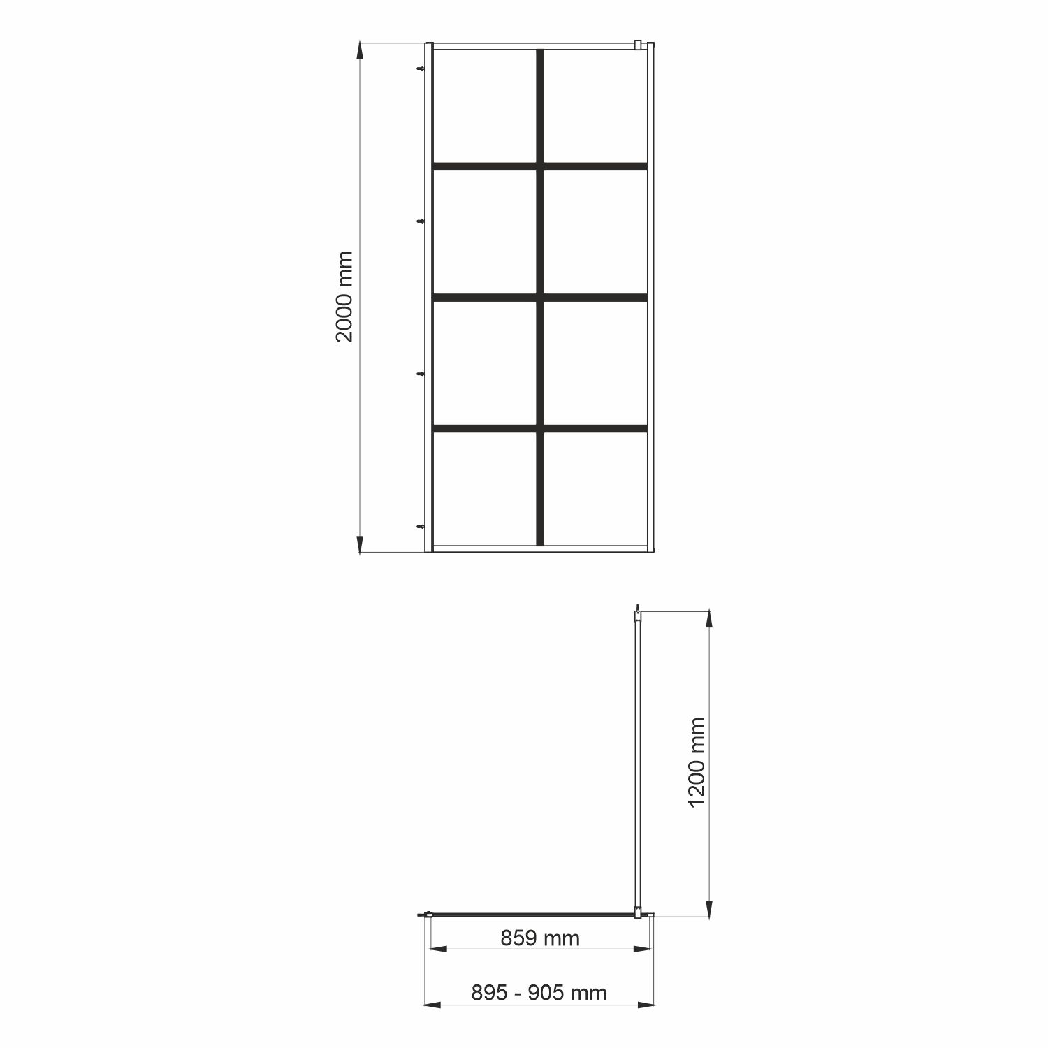 Душевая перегородка Wasserkraft Glan 66W 90 см, профиль черный матовый