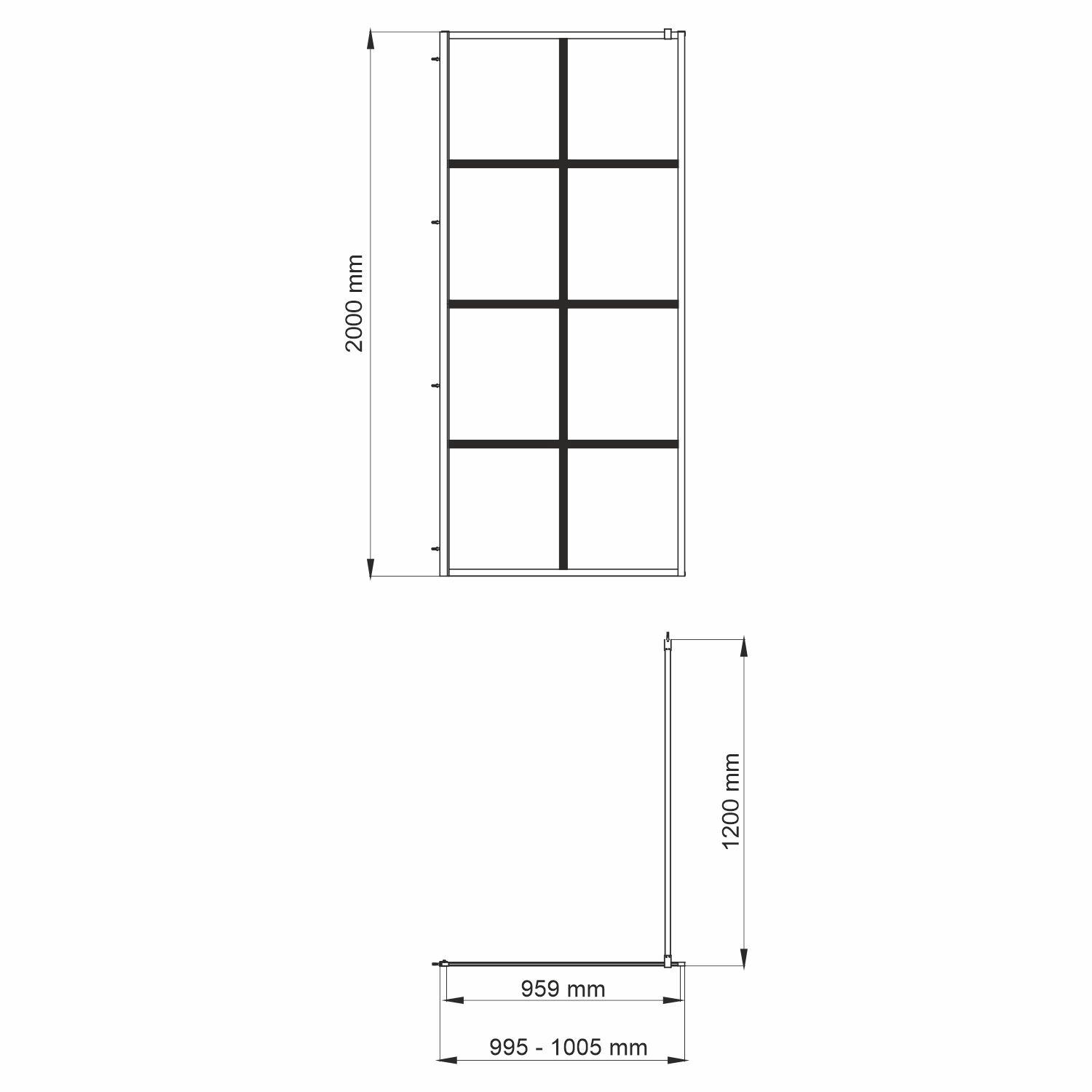 Душевая перегородка Wasserkraft Glan 66W 100 см, профиль черный матовый