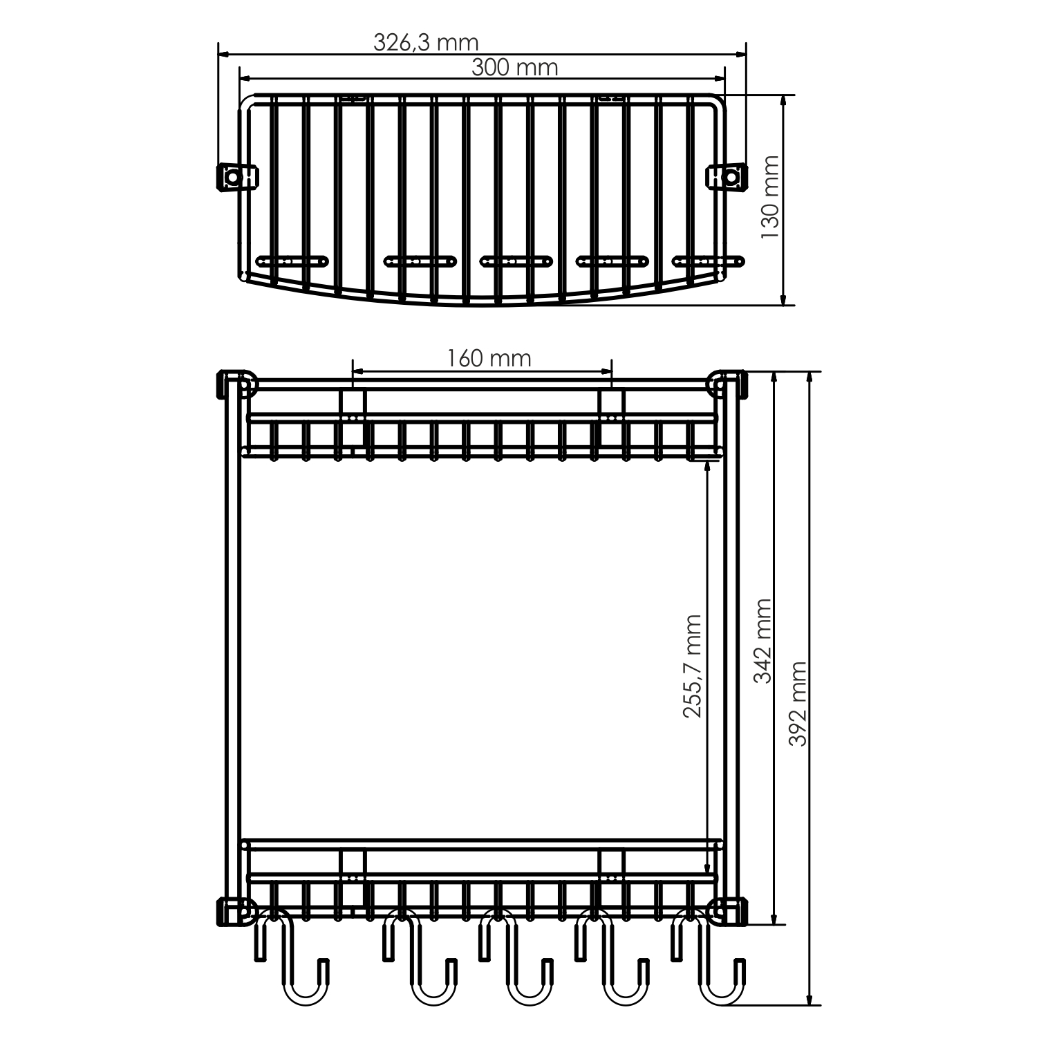 Полка Wasserkraft K-1422 2-ярусная, с крючками