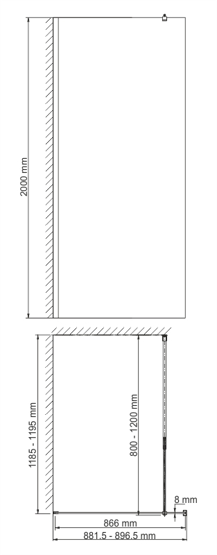 Душевая перегородка Wasserkraft Rossel 28W39 90 см, профиль хром