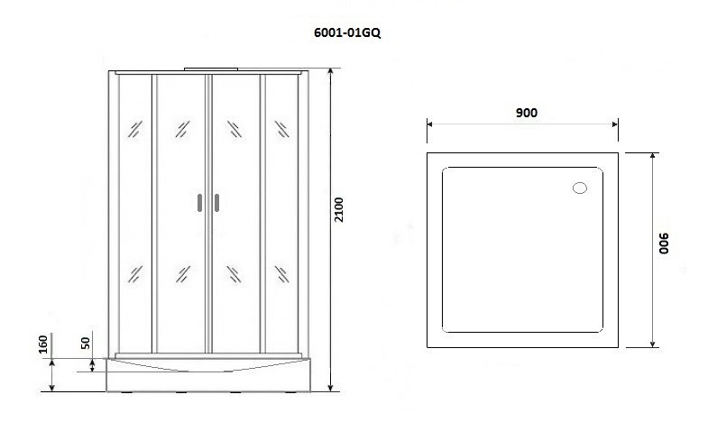 Душевая кабина Niagara Premium NG-6001-01GQ 90х90х210, с низким поддоном