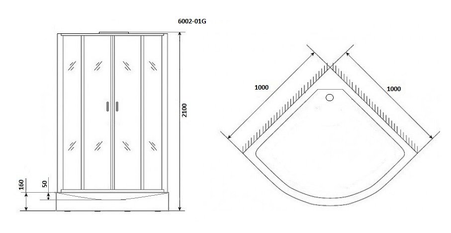 Душевая кабина Niagara Premium NG-6002-01G 100х100х210, с низким поддоном