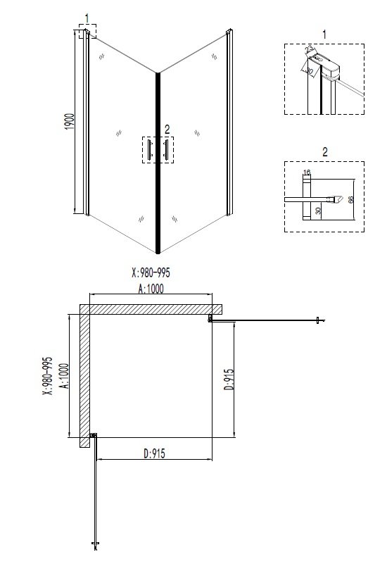 Душевой уголок Niagara Nova NG-6604-08 100x100, квадратный