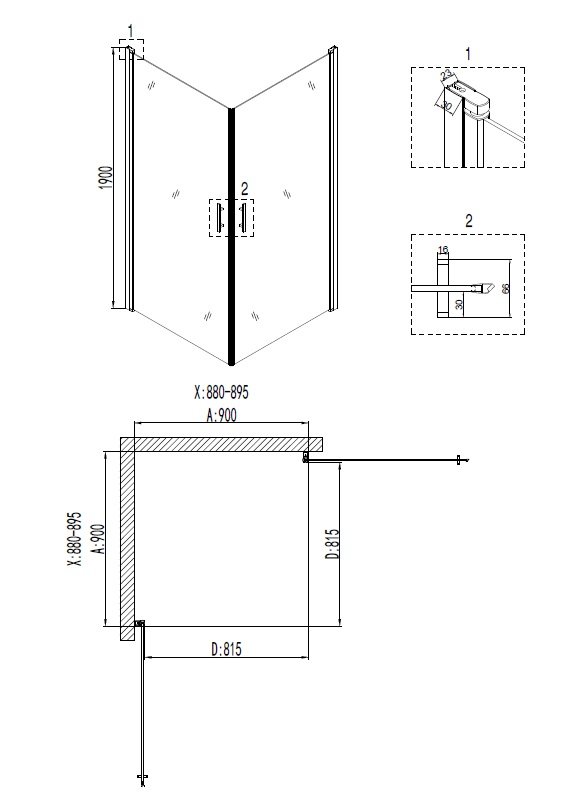 Душевой уголок Niagara Nova NG-6803-08 BLACK 90x90, квадратный, черный