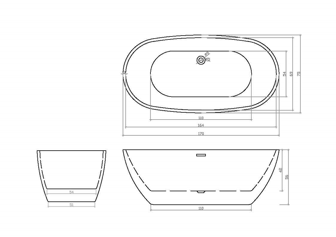 Акриловая ванна Cerutti Spa D'lseo 7390 170x75