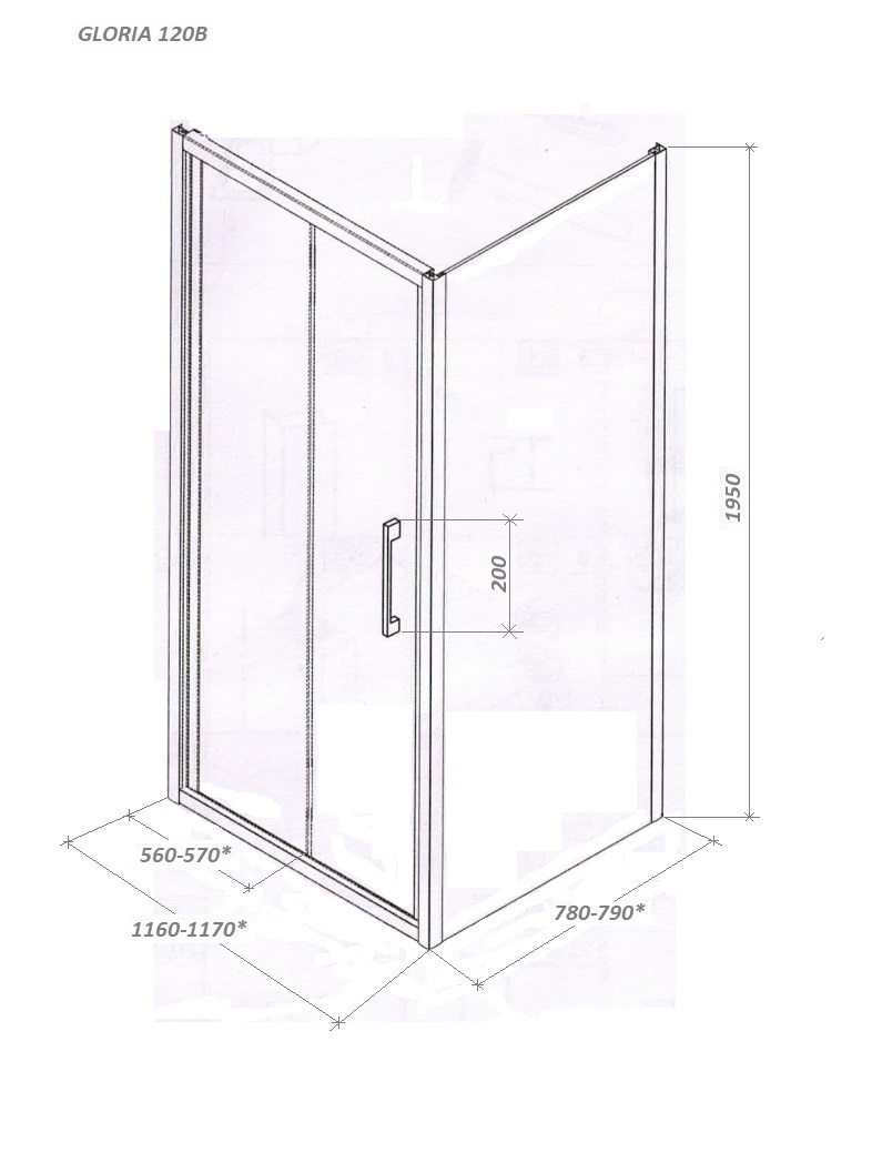 Душевой уголок Cerutti Spa Gloria 120B 120x80, профиль черный