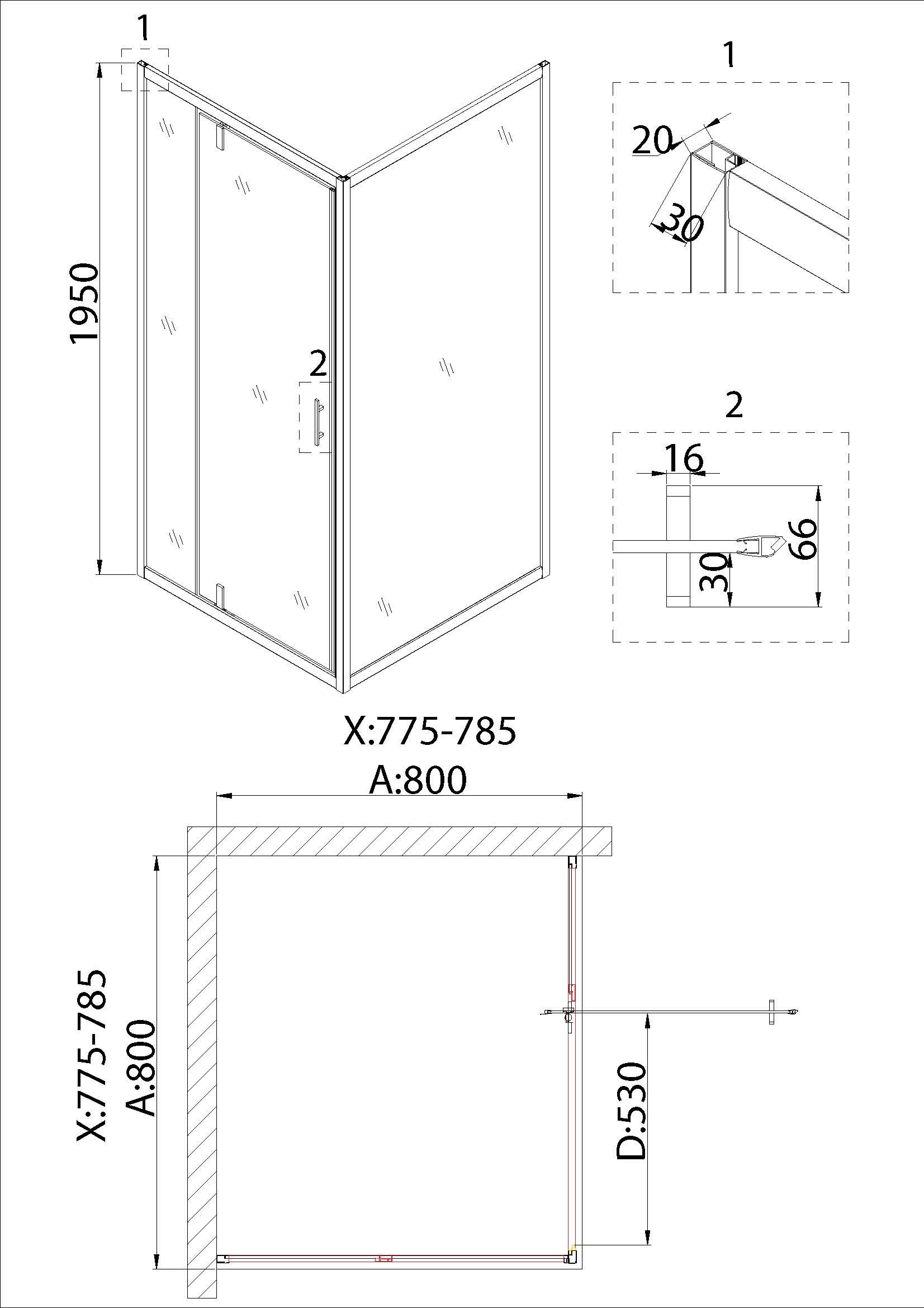 Душевой уголок Niagara Nova NG-83-8AB-A80B 80x80, квадратный, черный