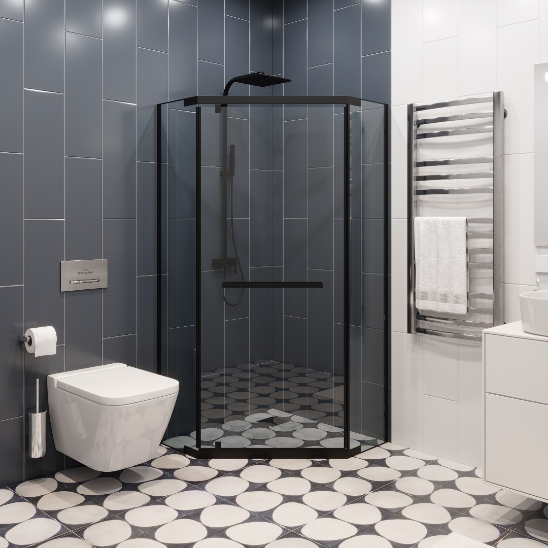 Душевой уголок Cerutti Spa ZP91B 90x90, профиль черный