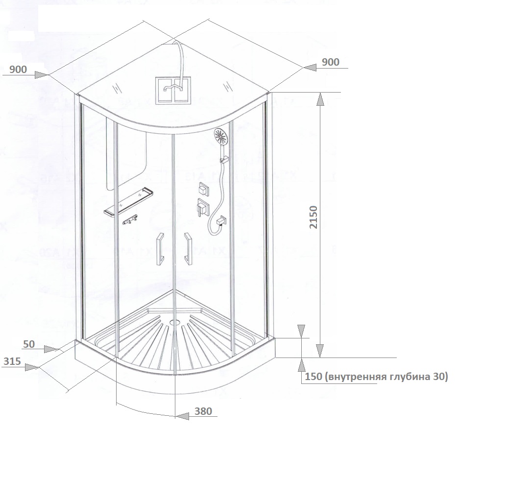 Душевая кабина Cerutti Spa Viva 91B 90x90, профиль черный