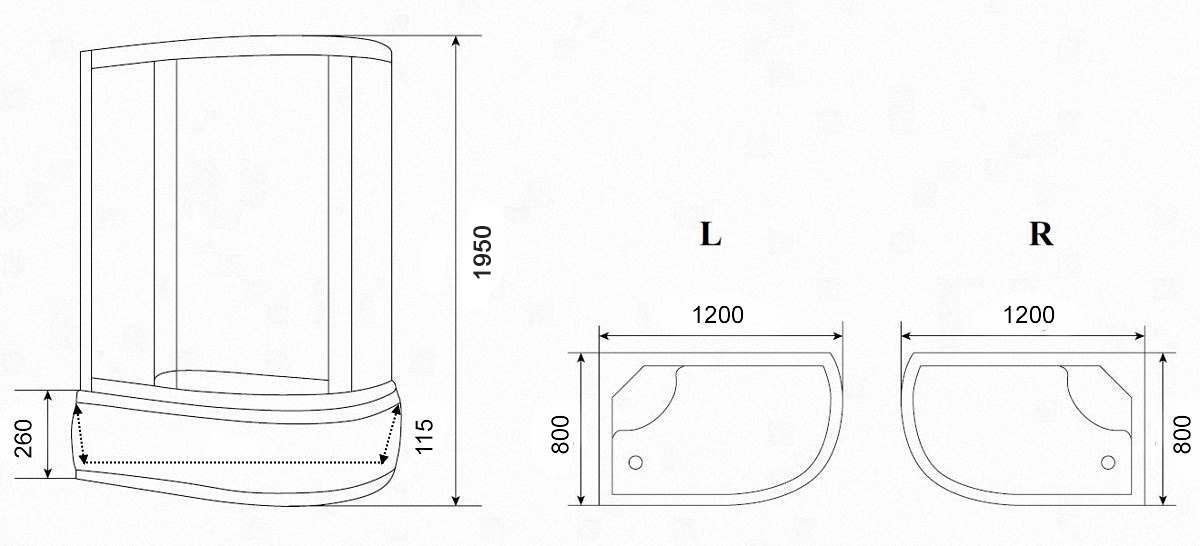 Душевой уголок Parly ZEM1201B-R 120x80, с поддоном, правый, профиль черный