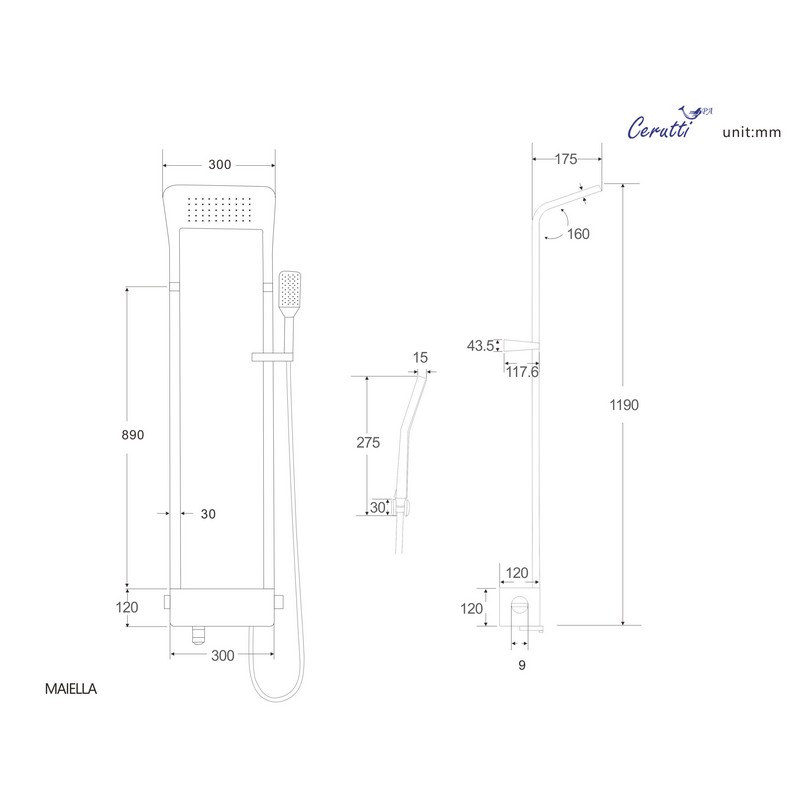 Душевая панель Cerutti Spa Maiella B CT8985 черная