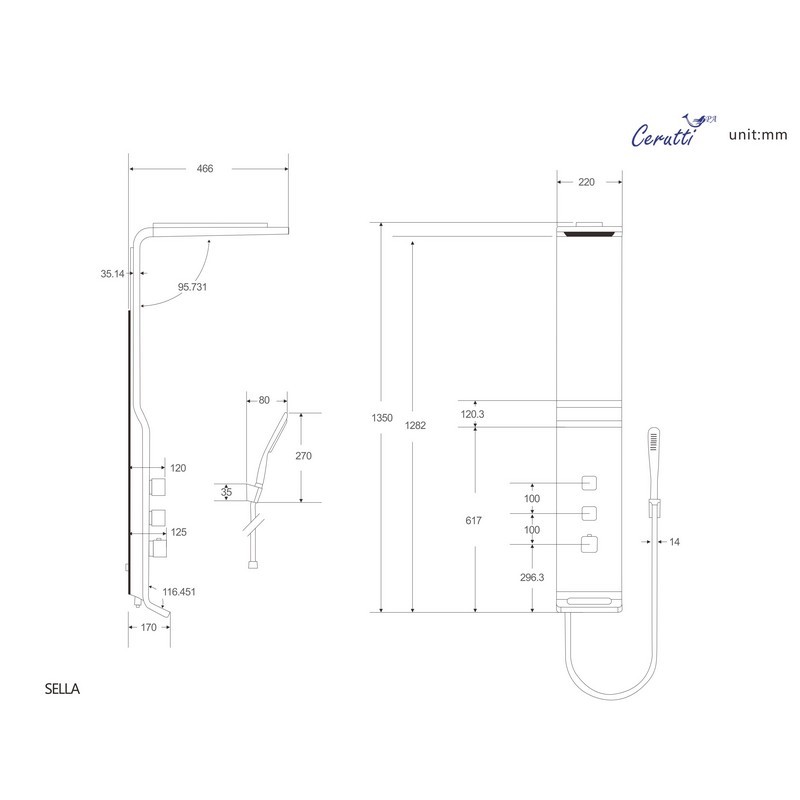 Душевая панель Cerutti Spa Sella B CT8989 черная