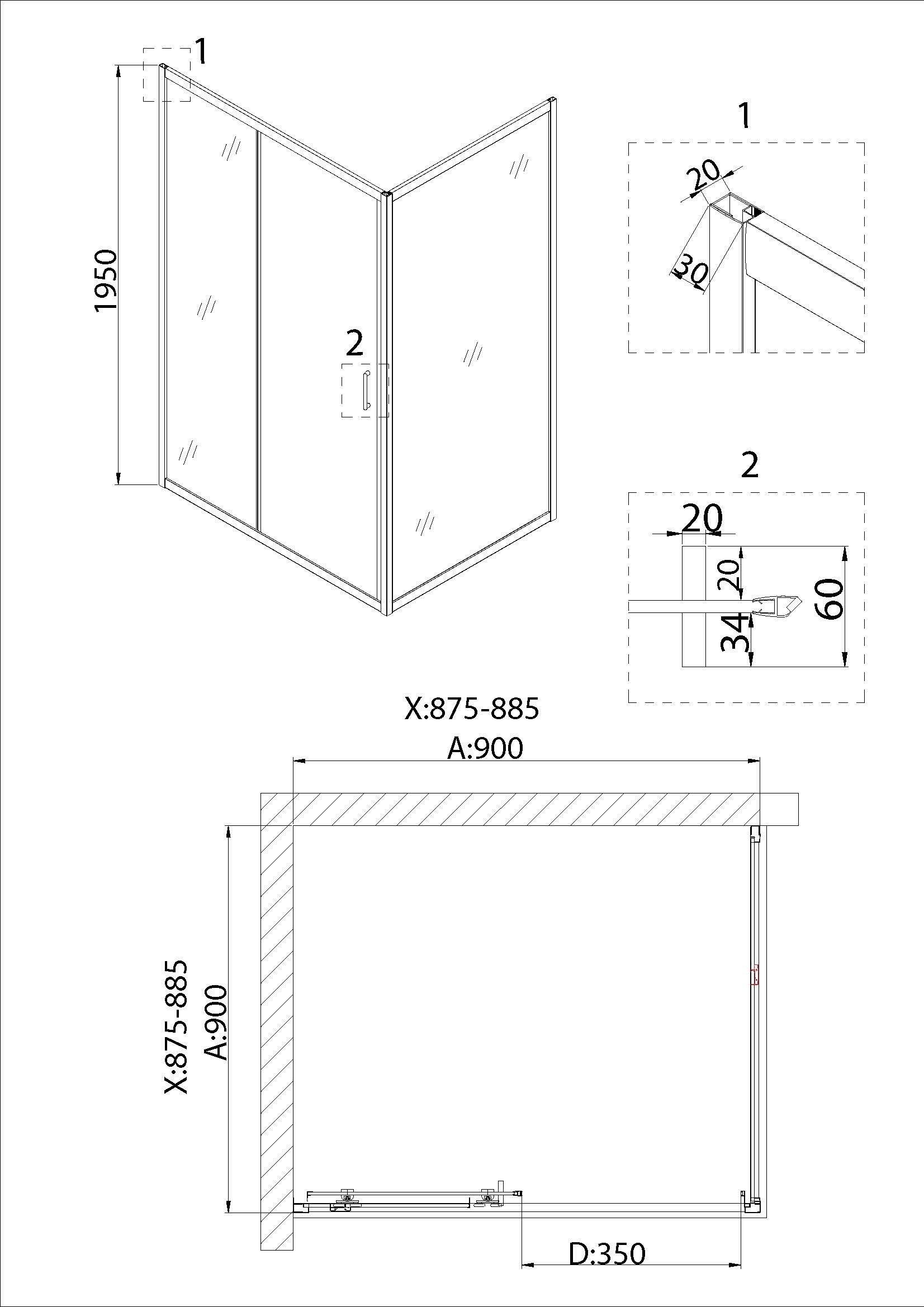 Душевой уголок Niagara Nova NG-62-9A-A90 90x90, квадратный, хром