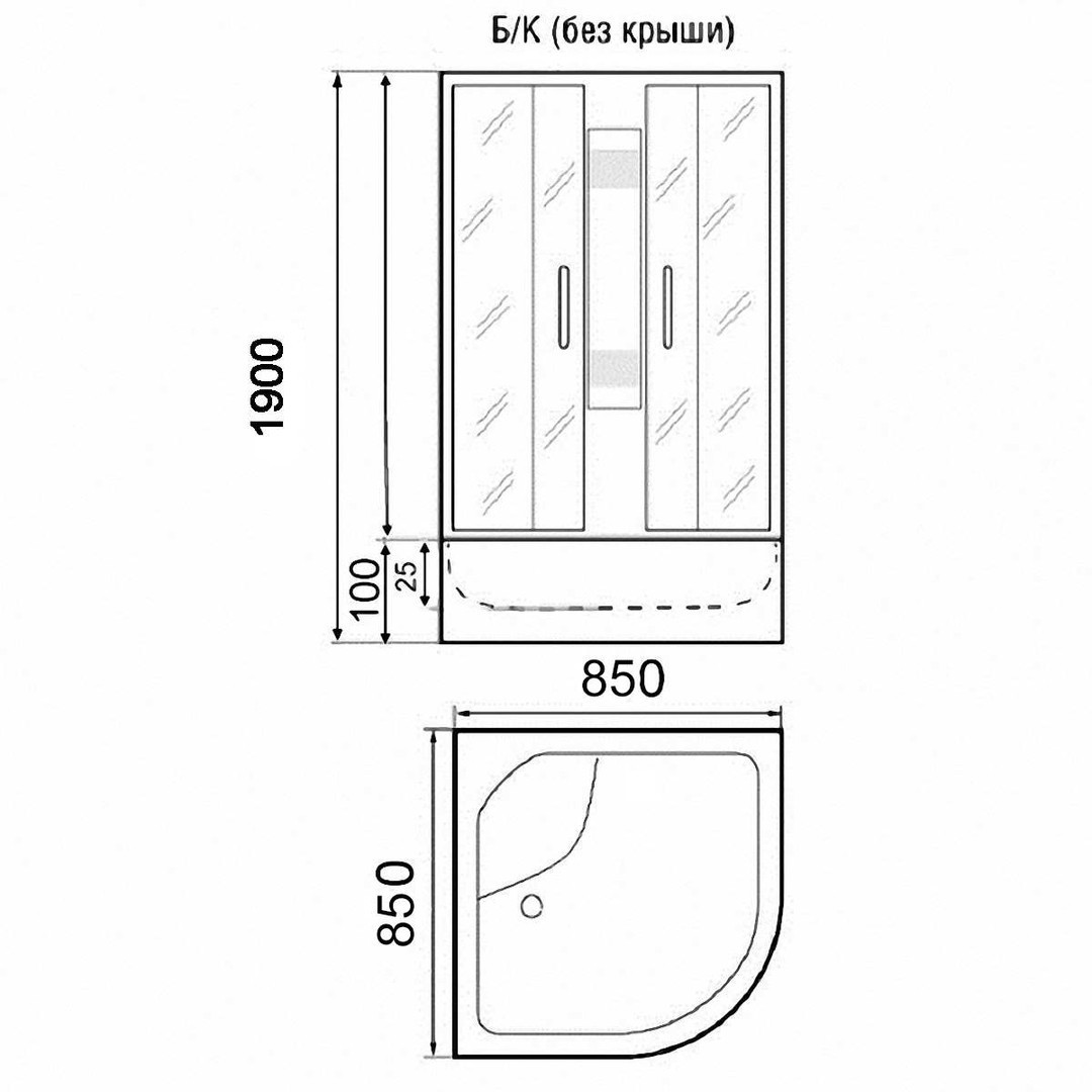 Душевая кабина Parly Effect TMF911 85х85, с низким поддоном, без крыши, профиль белый, стекло матовое