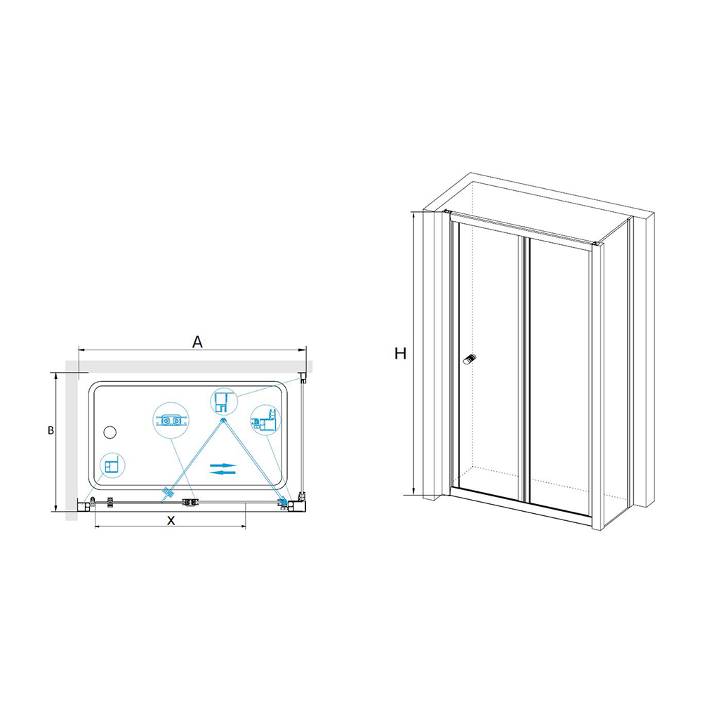 Душевой уголок RGW Classic CL-21+80 см (71-76)x80x185 профиль хром, стекло прозрачное