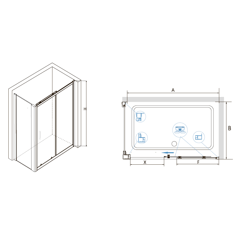 Душевой уголок RGW Classic CL-14+80 см (98,5x101,5)x80x185 профиль хром, стекло прозрачное