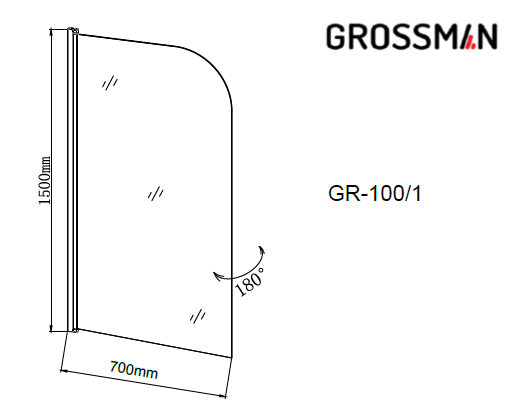 Шторка на ванну Grossman GR-100/1