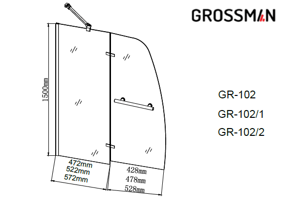 Шторка на ванну Grossman GR-102/2