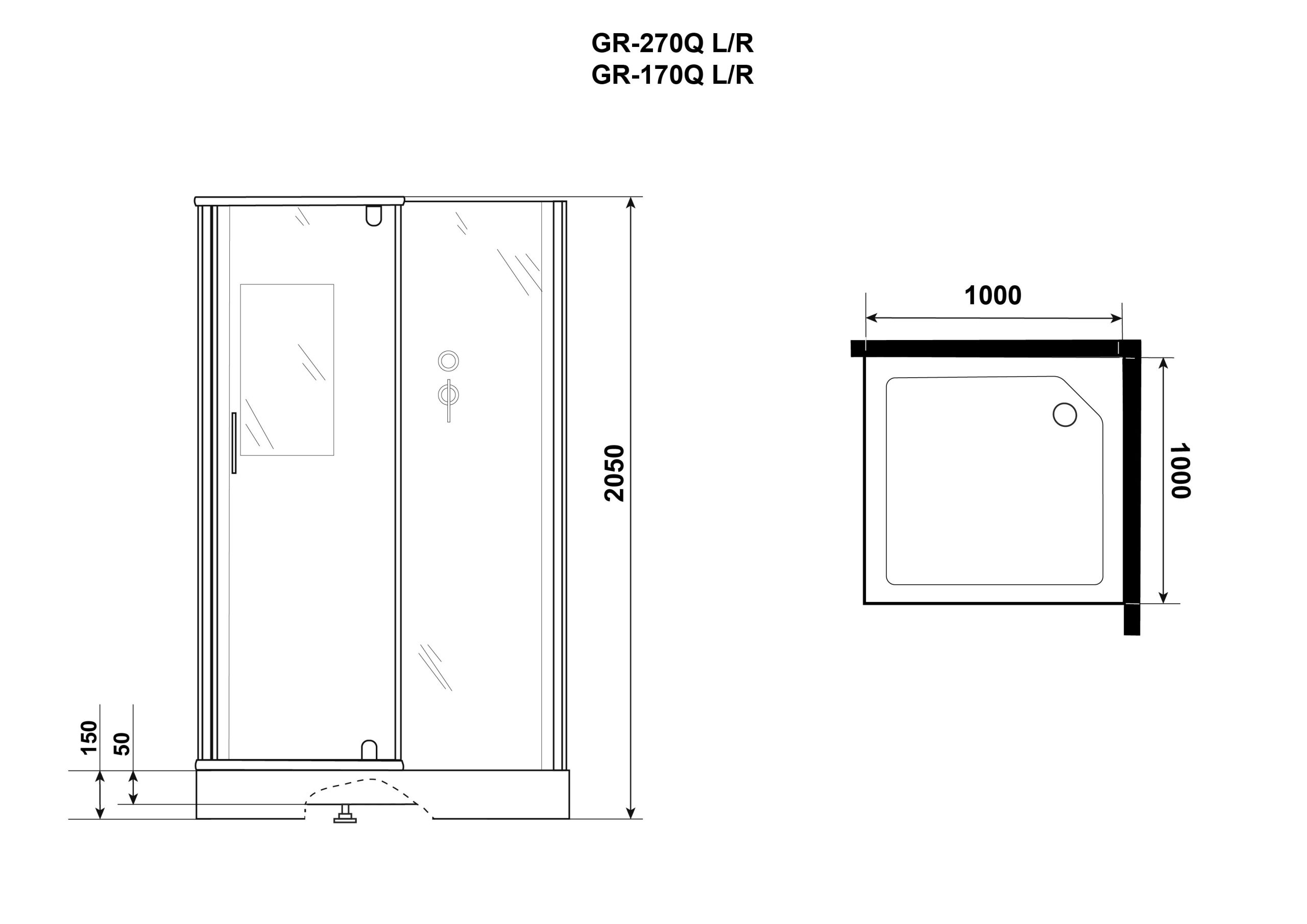 Душевая кабина Grossman GR170QR 100х100 см, без крыши