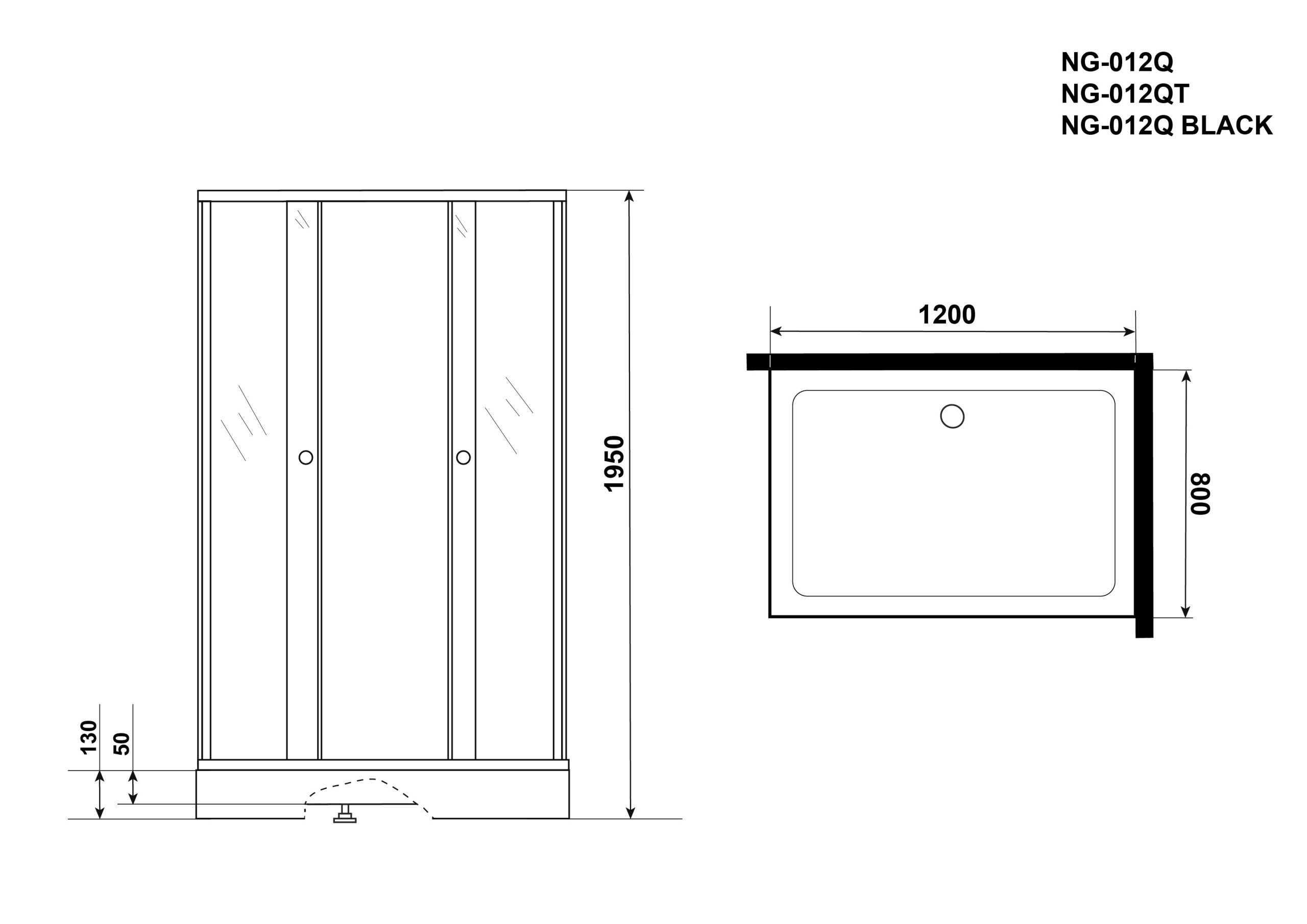 Душевой уголок Niagara Eco NG-012-14Q black мозаика, с поддоном